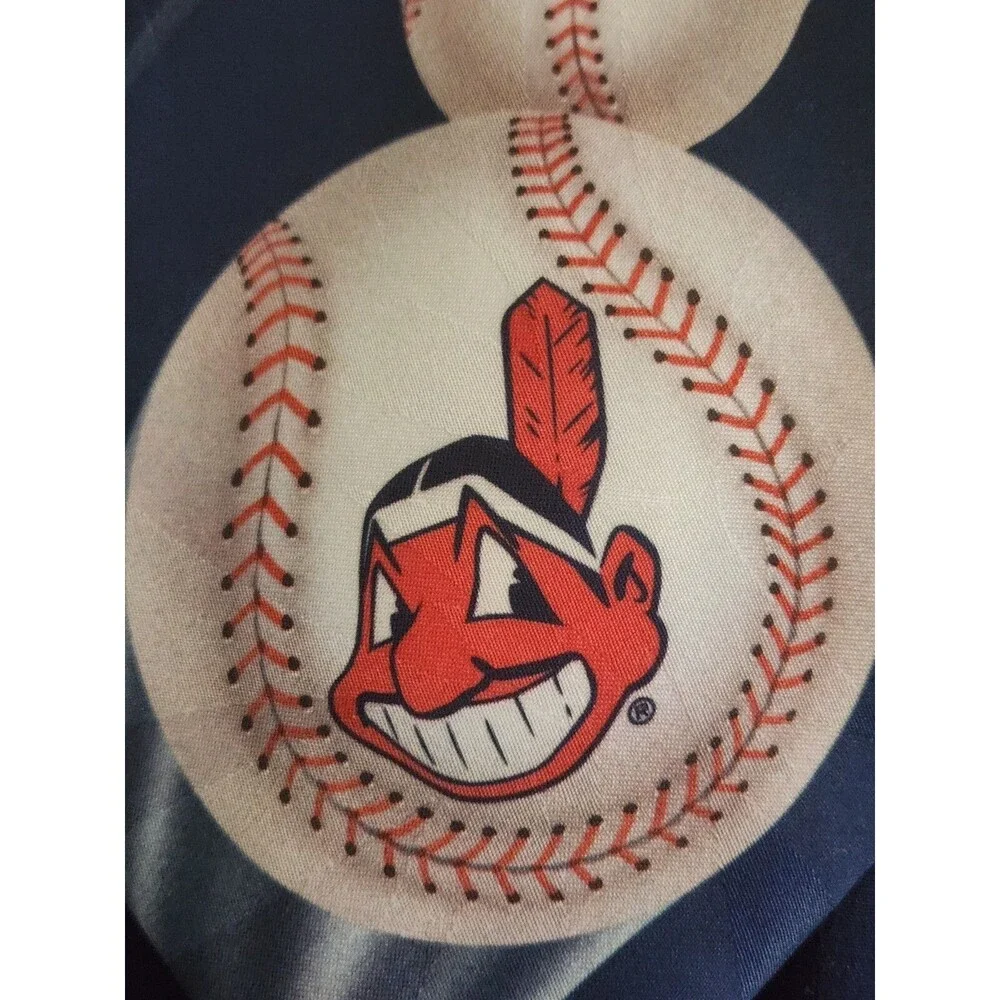 Cleveland Indians NWT Necktie Baseballs Chief Wahoo Blue 1994 Ralph Marlin